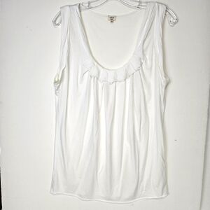 Wilfred Pleated Ruffle Tank Top White Sleeveless Shirt Jersey Knit Sz M Summer